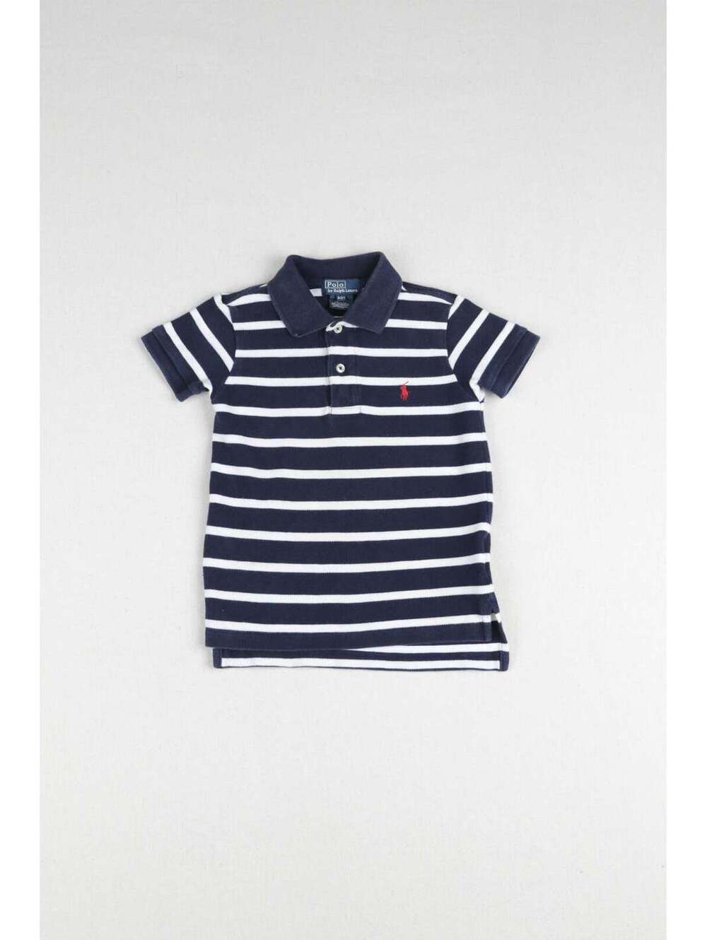 00's Polo Ralph Lauren Kids Navy Stripe Short Sleeve Polo - Picture 2 of 6